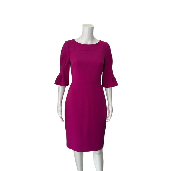 Badgley Mischka Magenta Bell Sleeve Sheath Dress Size 2 - Picture 1 of 6